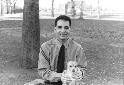 Chris with Blondie in Marine Park,Brooklyn...Blondie wants to 'play' with a visiting squirrel (off-camera).