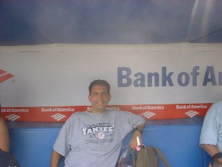 Sciabarra hanging out in the NY Yankees' dugout